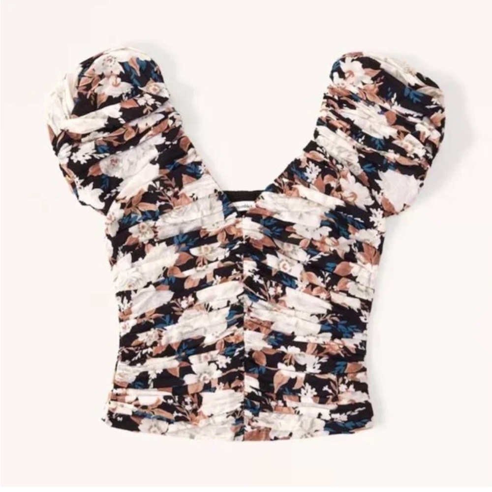 Abercrombie Drama Puff Sleeve Ruched Top